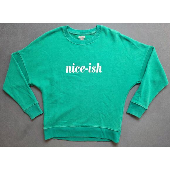 Aerie Womens XS Green Fleece Lined Sweater "Nice-Ish" Oversized - Picture 1 of 10